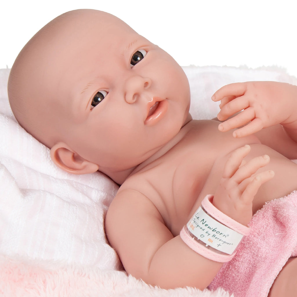 15 inch All-Vinyl Baby Doll In Pink And White With Deluxe Accessories E305