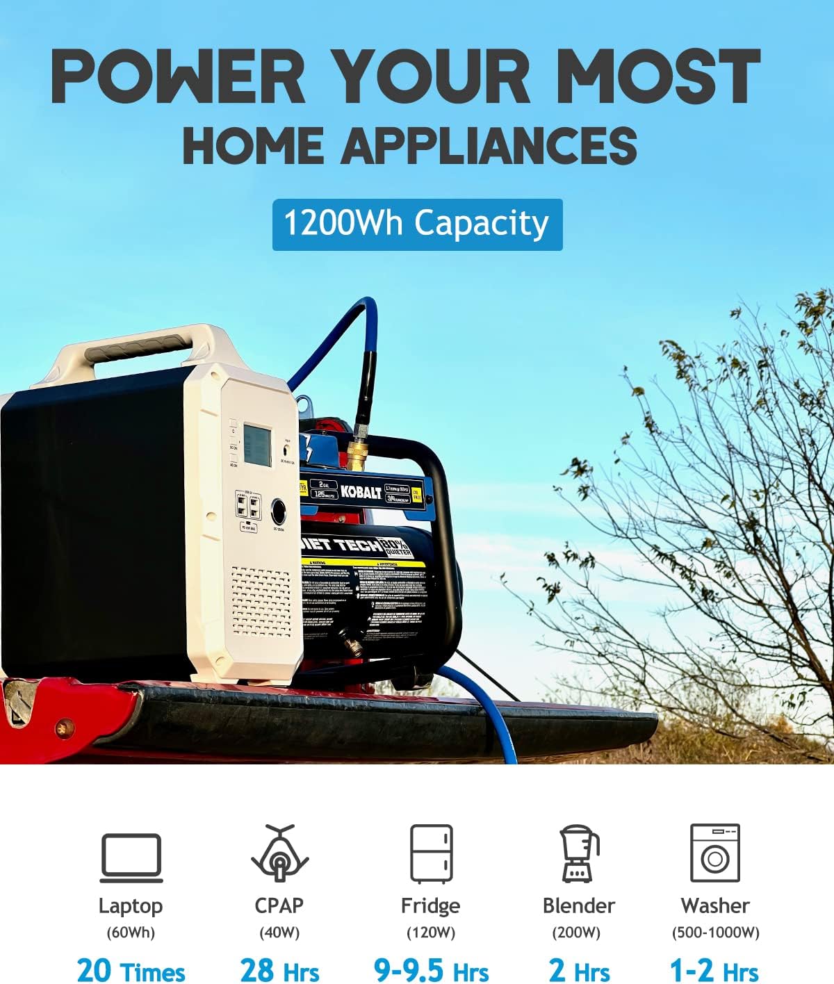 1200Wh 1000W Portable Power Station Lithium Battery M726