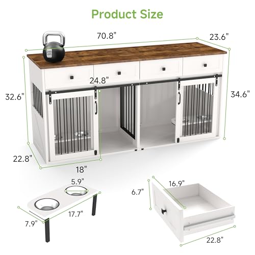 White Wooden Dog Crate Furniture with 2 Drawers X260