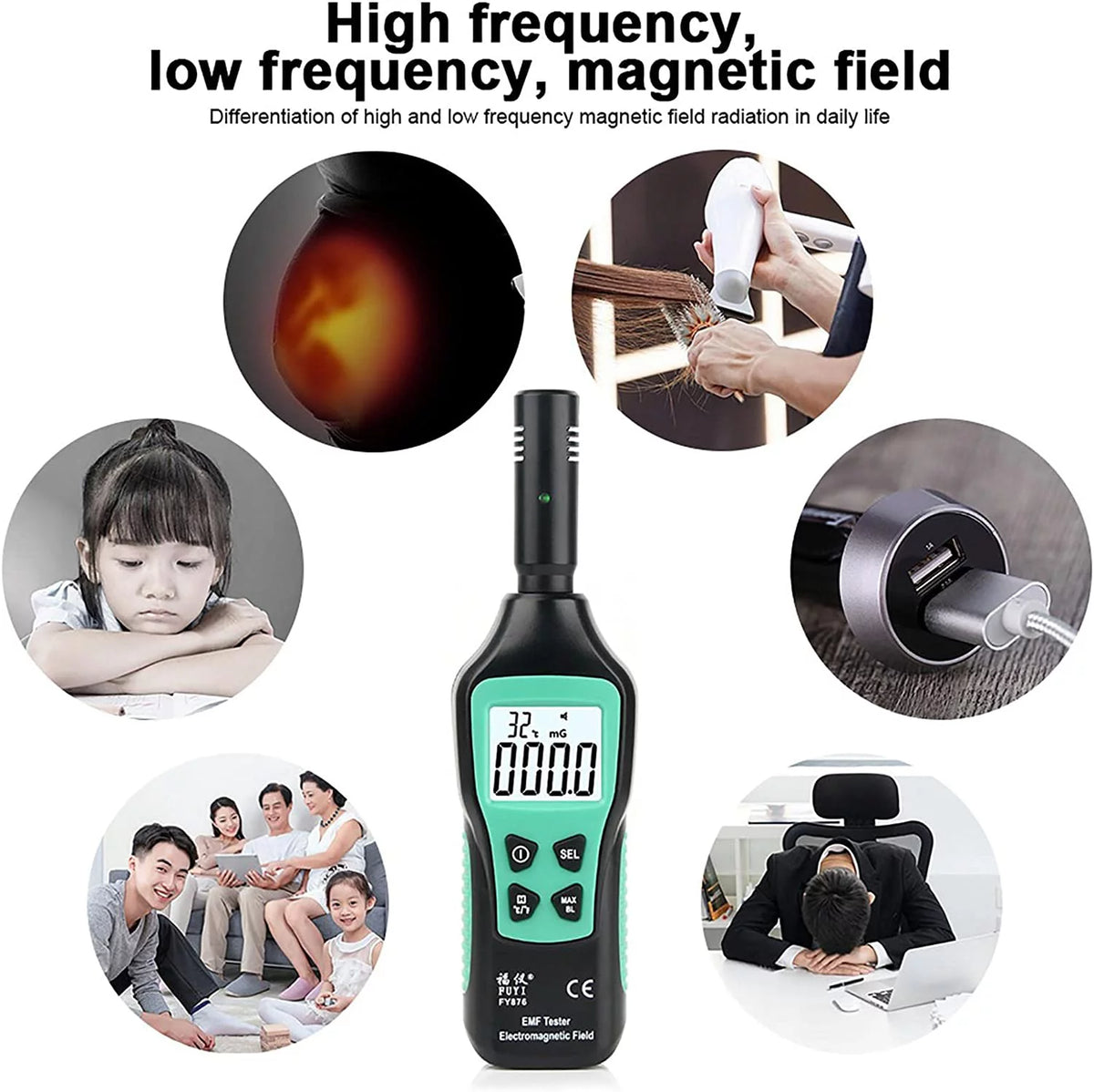 Handheld EMF Meter Digital LCD EMF Detector M357120