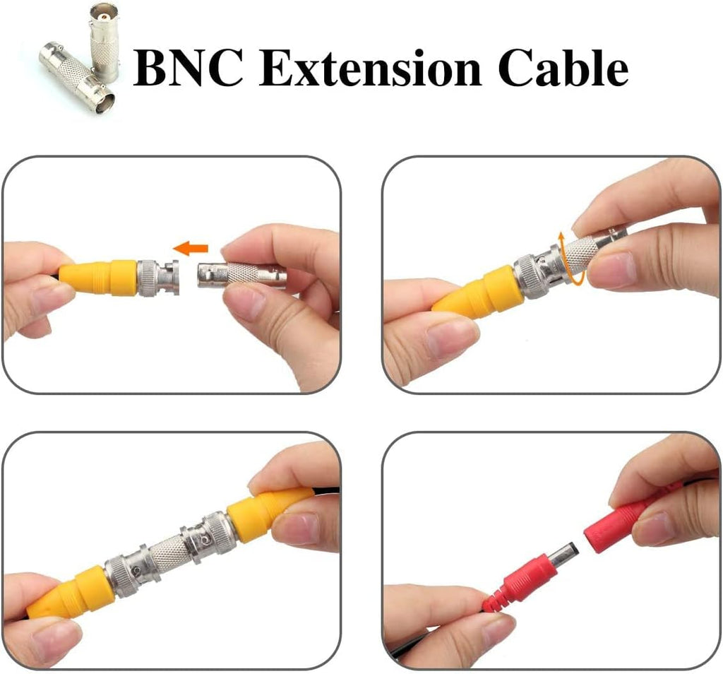 200ft 4Pack Siamese Video and Power Security Camera Cable with 2 Female Connectors Z370458