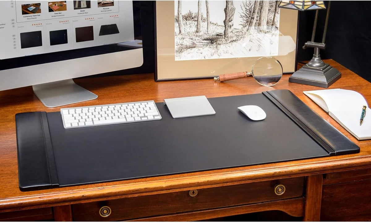 Black Leather 11-Piece Desk Set B855