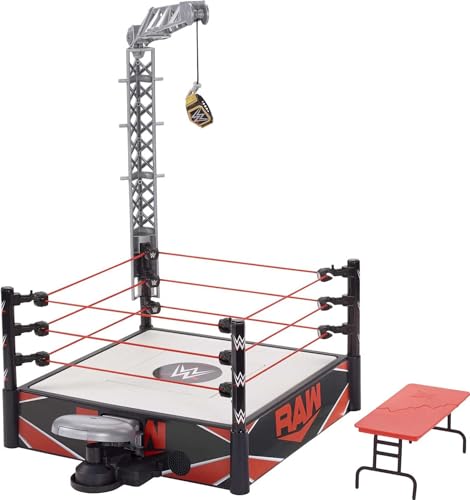WWE Wrekkin' Kickout Ring Playset with Launcher, Crane, Championship, 13-inch x 20-inch H4424