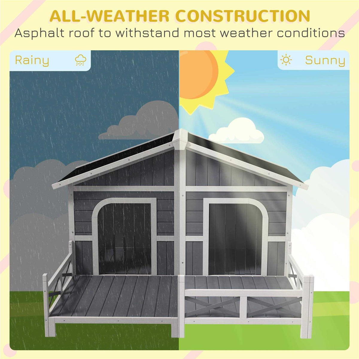 Large Wood Dog House with Porch Deck O635