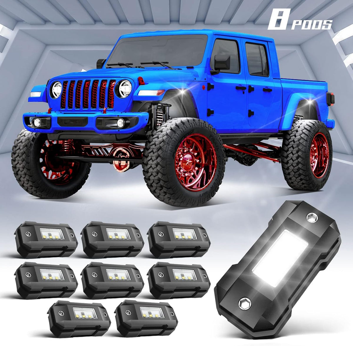 White 12 Pod Waterproof LED Rock Lights K759