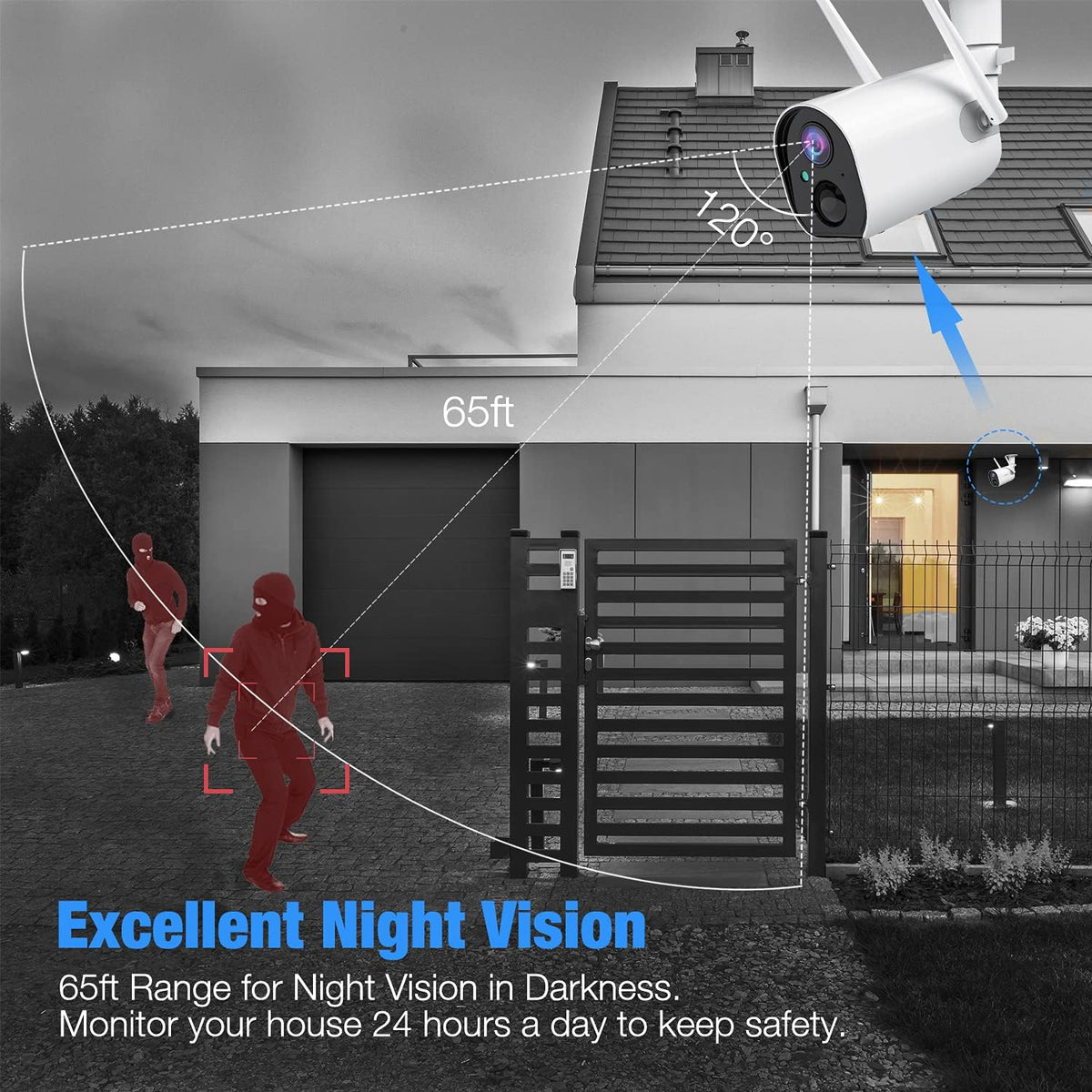 1080P Wireless Outdoor Security Camera with Night Vision B864446