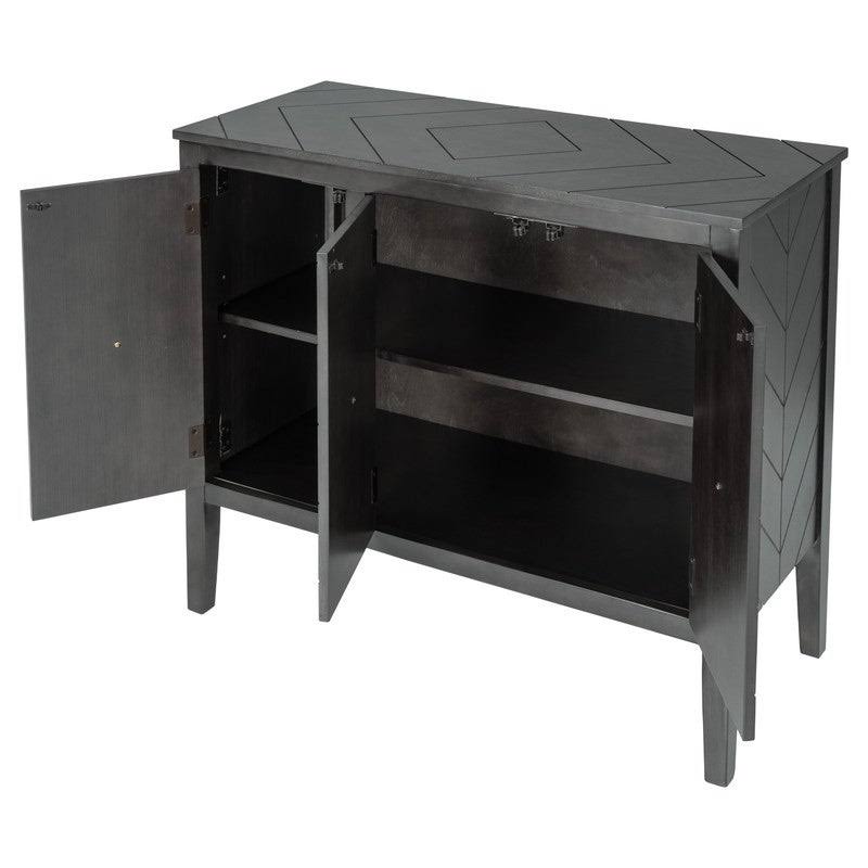 Grey Wooden Accent Storage Cabinet with Adjustable Shelf B758147