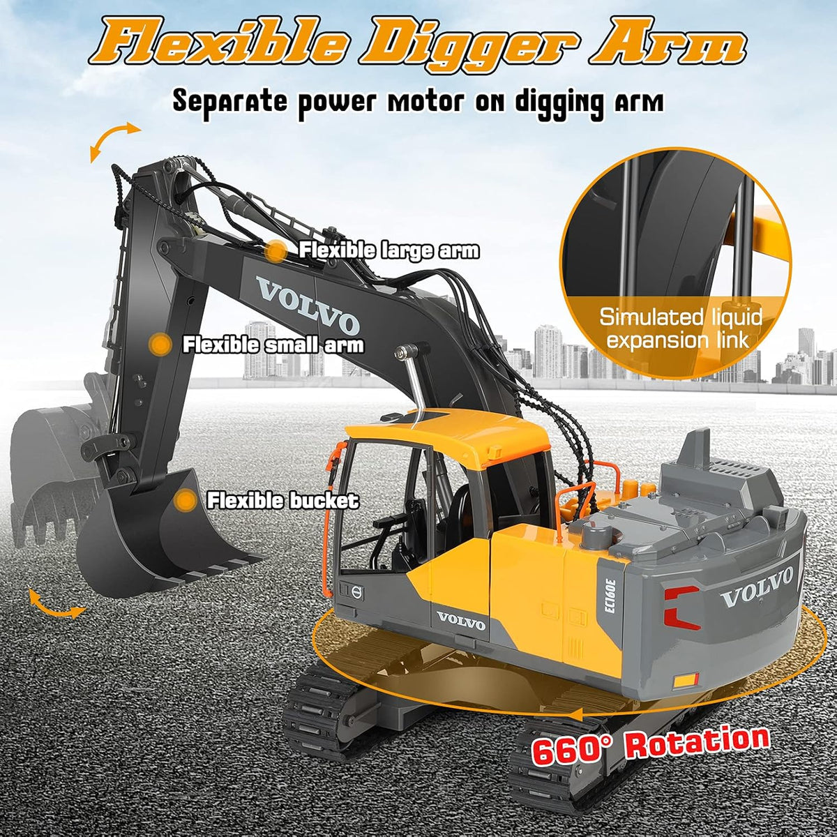 RC Excavator 1/16 Scale Remote Control Construction Truck W220896