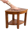 Teak Corner Bench with Shelf, 18 Inch Wooden Seat Stool F609
