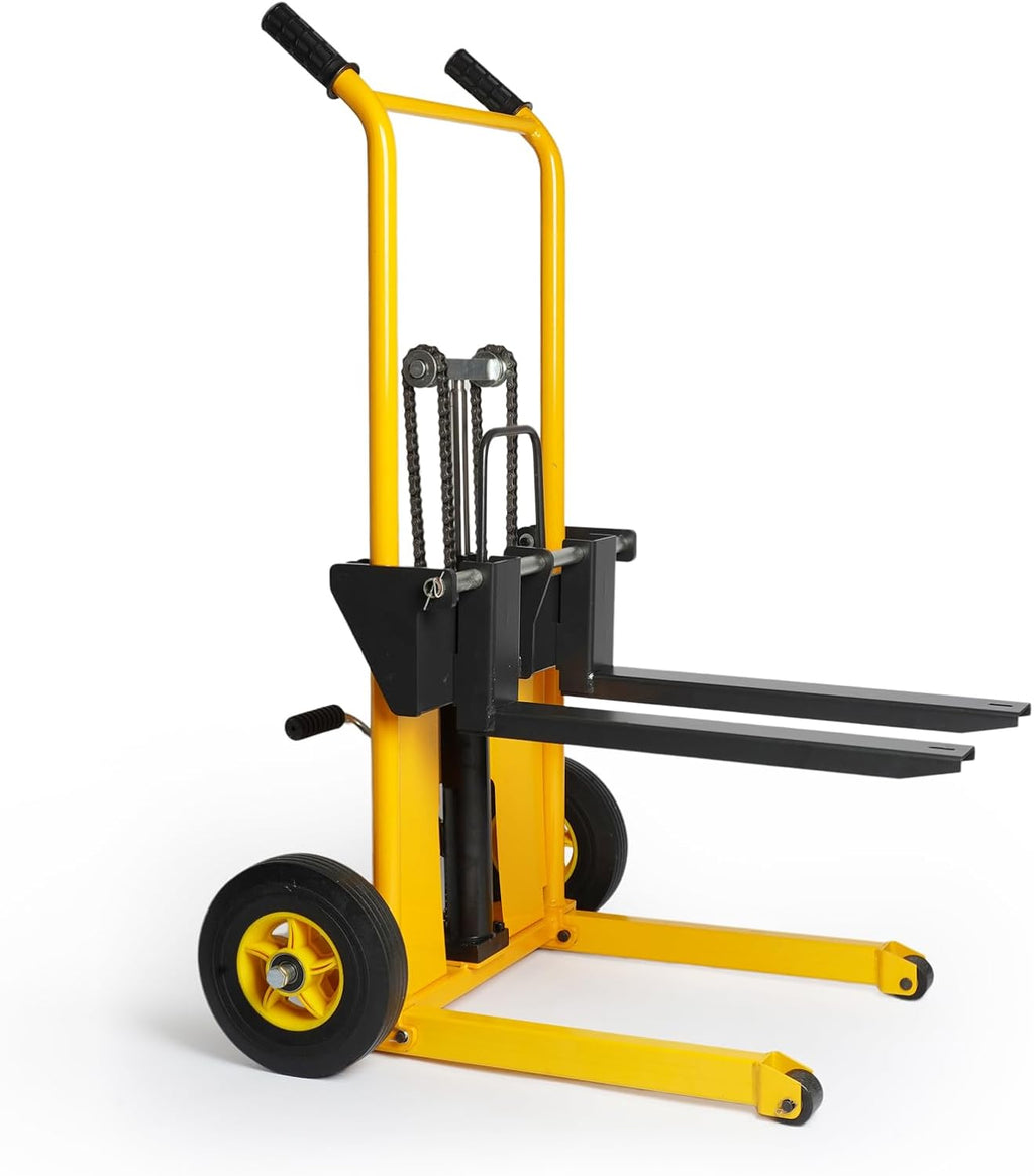440 lbs Capacity 35" Lift Height Adjustable Forks Fixed Legs Pallet Stacker R91981