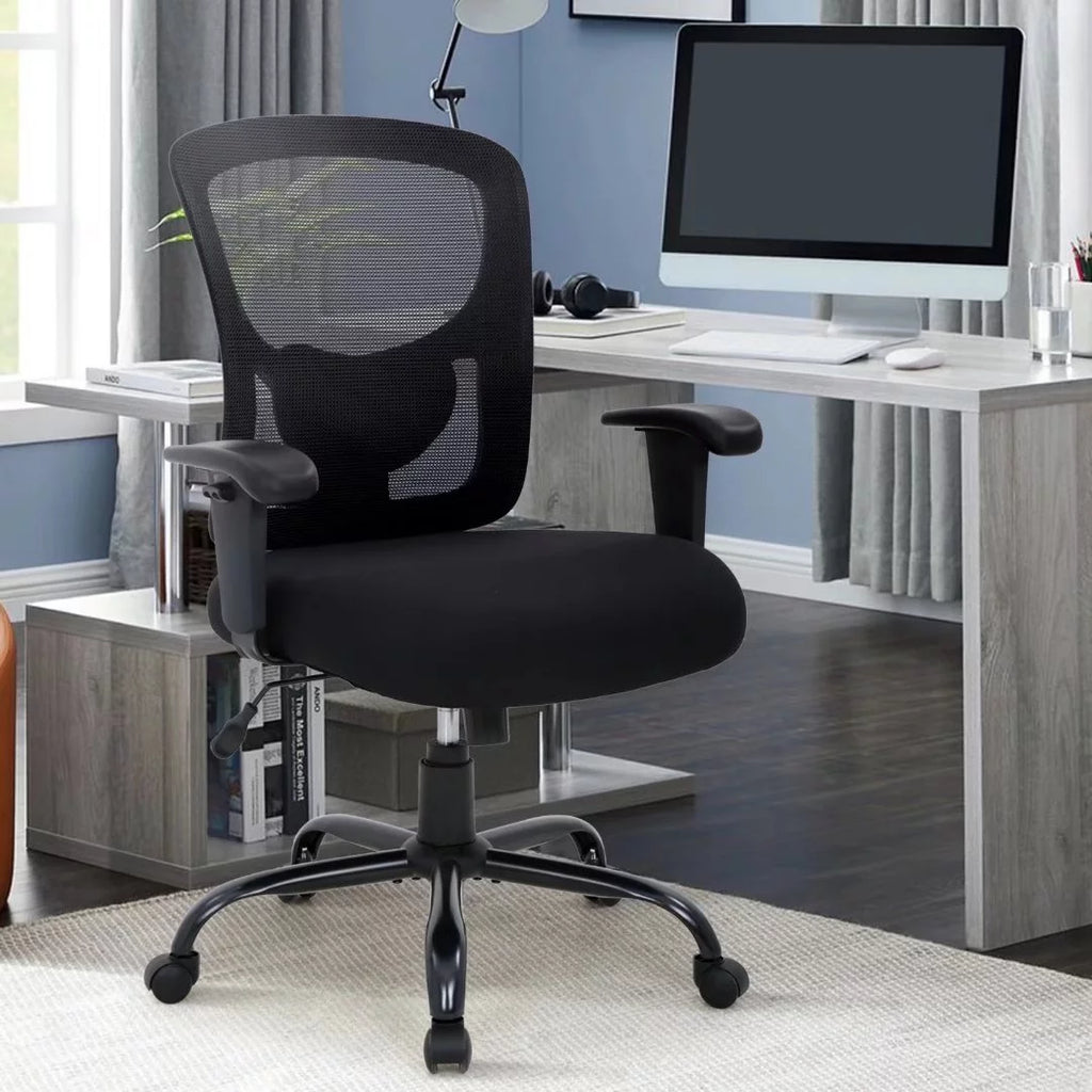 Black Mesh Ergonomic Office Chair 400 lbs with Wheels and Adjustable Arms W528