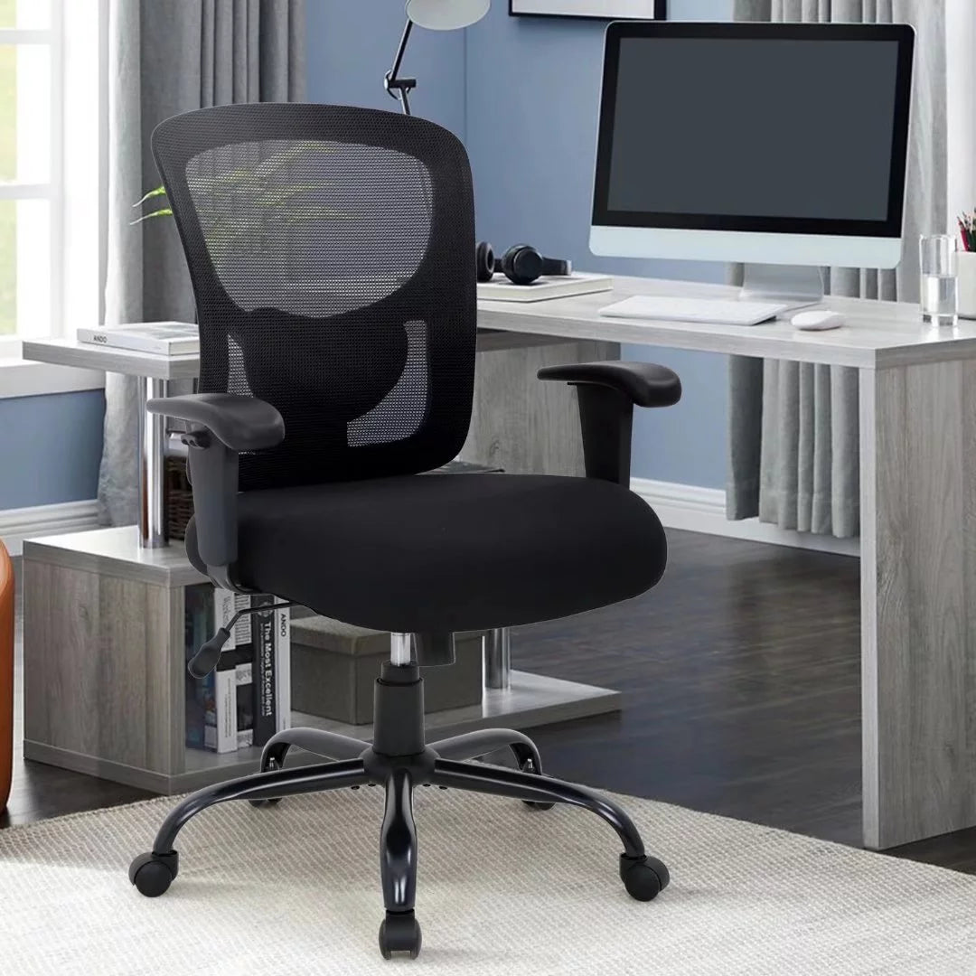 Black Mesh Ergonomic Office Chair 400 lbs with Wheels and Adjustable Arms W528