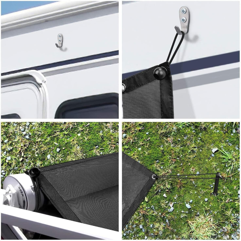 RV Awning Side Sun Shade 9’ x 7’ Black Mesh Screen Kit S9285