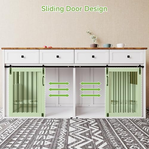 White Wooden Dog Crate Furniture with 2 Drawers X260