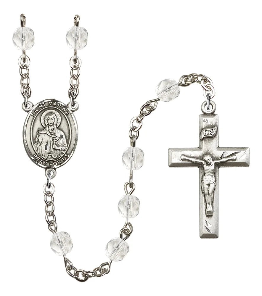 Crystal Silver Plate Catholic Rosary Beads T852