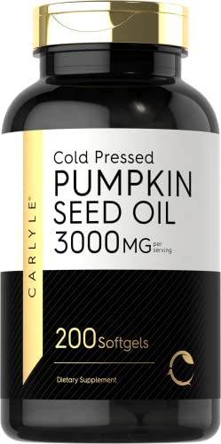 Pumpkin Seed Oil 3000mg 200 Softgel Capsules Non-GMO Gluten Free Cold Pressed Dietary Supplement M674934