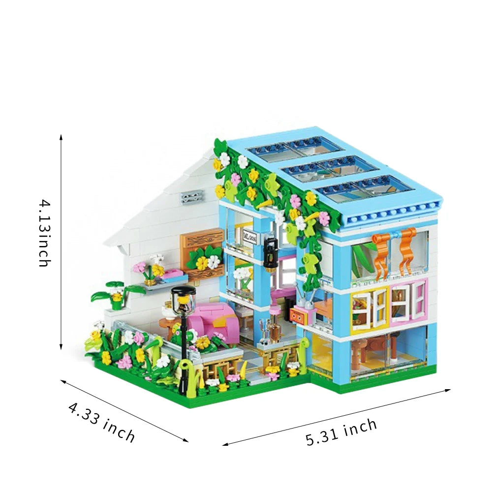 DIY Miniature Dollhouse Kit with Furniture and Flowers, 1:24 Scale E5439