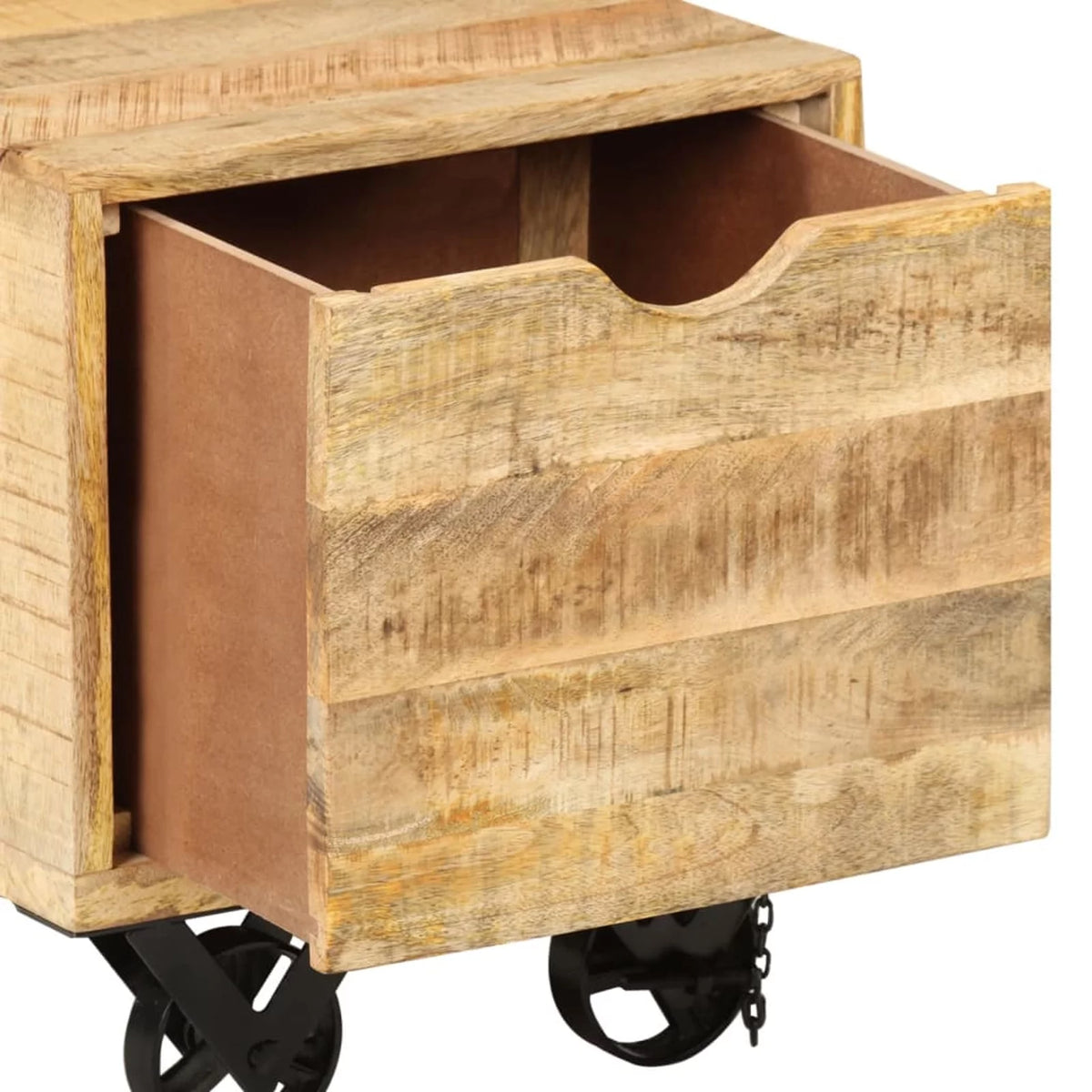 Solid Mango Wood Side Table with Drawer Wheels T991
