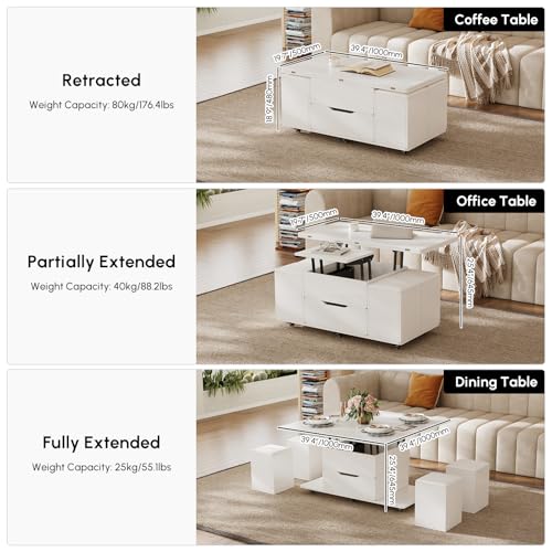 Black Lift-Top Coffee Table with Hidden Storage Y5458