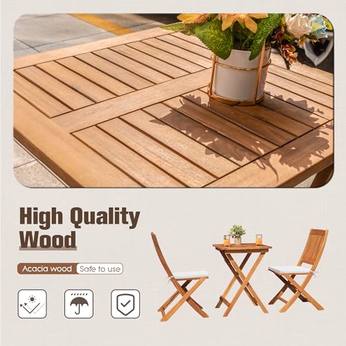 3 Piece Acacia Wood Folding Patio Bistro Set C7325