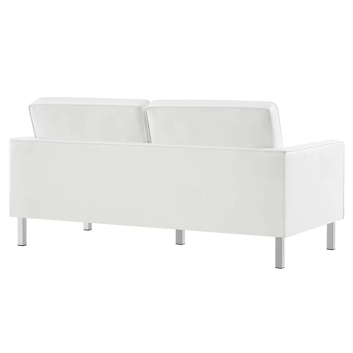 Silver White Tufted Vegan Leather Loveseat Z9770