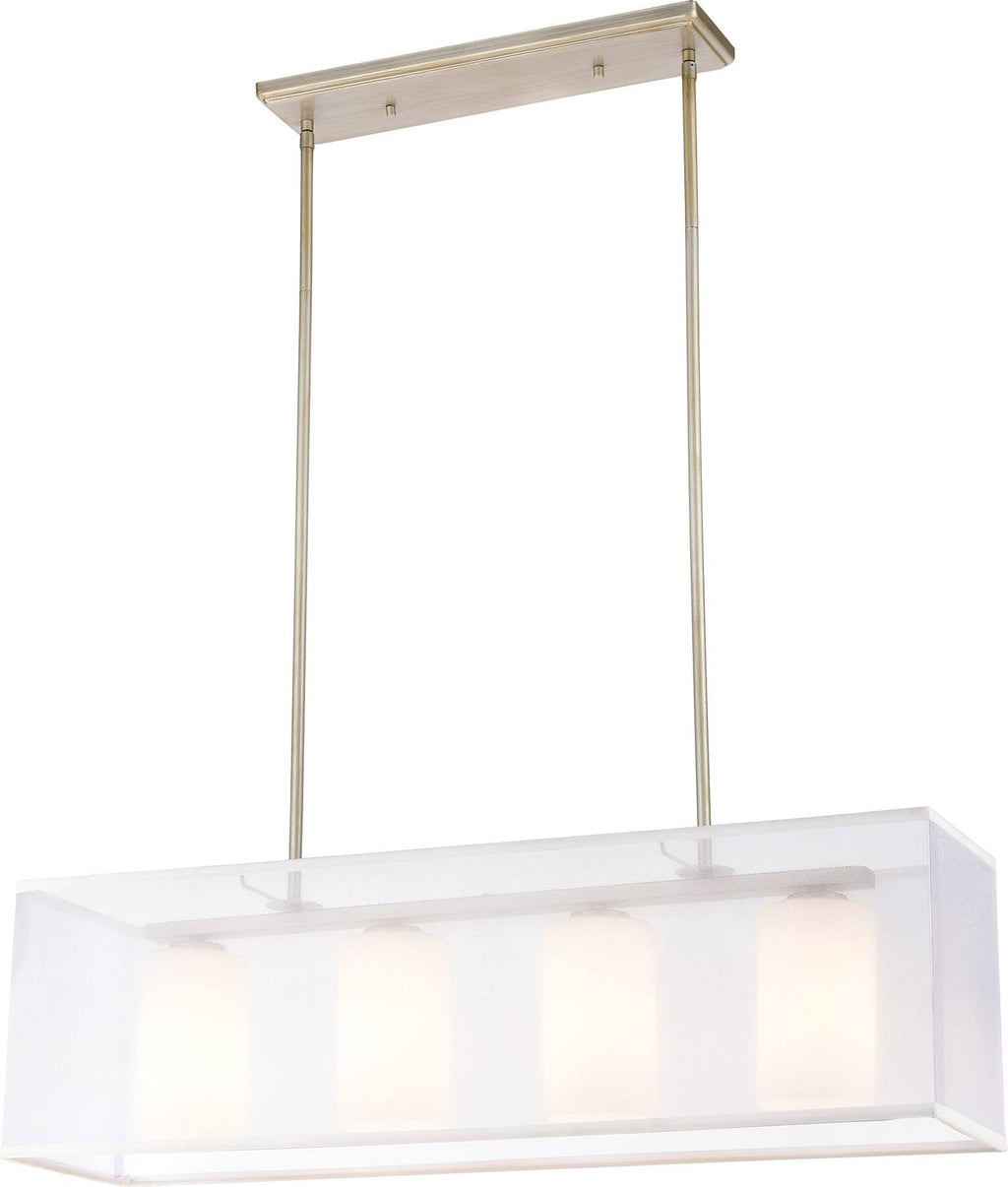 4-Light Island Light in Aged Silver with Frosted Glass K60471