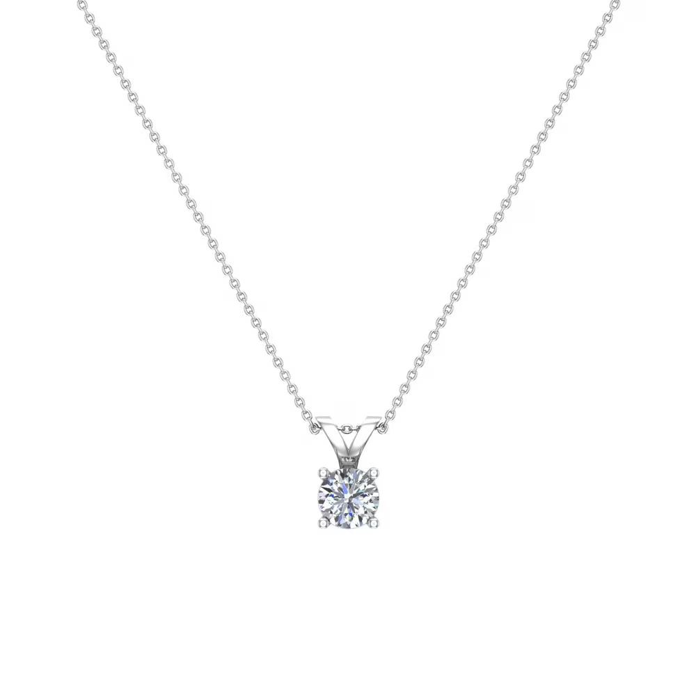14 Karat White Gold Diamond Solitaire Necklace, 18 Inches B8372
