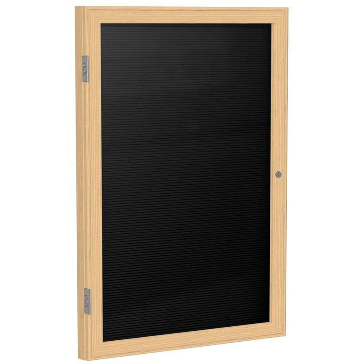 24"x18" 1-Door Oak Finish Enclosed Flannel Letterboard B557