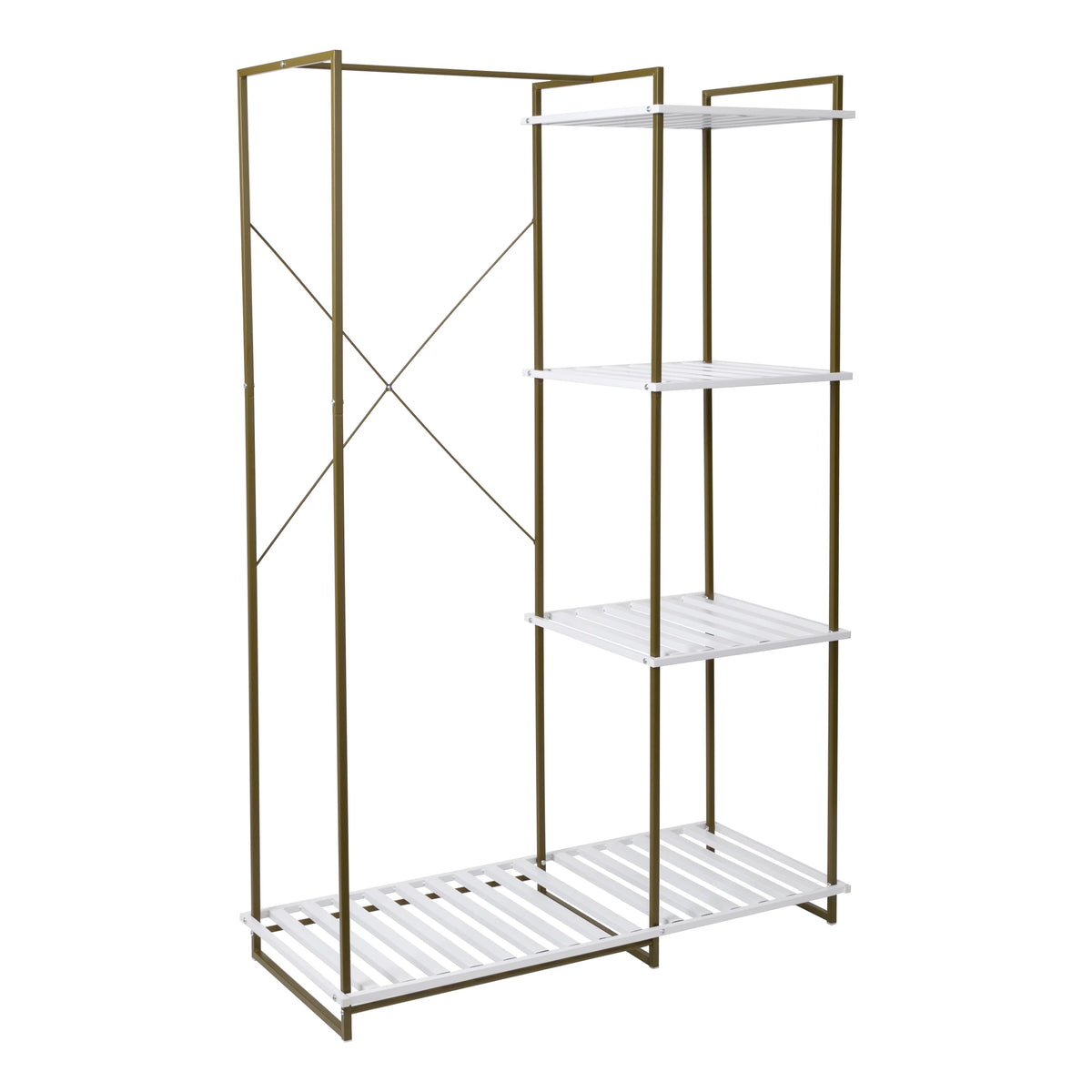 Freestanding Open Metal Closet Wardrobe with 4 Shelves A605