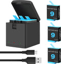 3-Pack 1800mAh Camera Batteries with 3-Channel USB Charger U293843