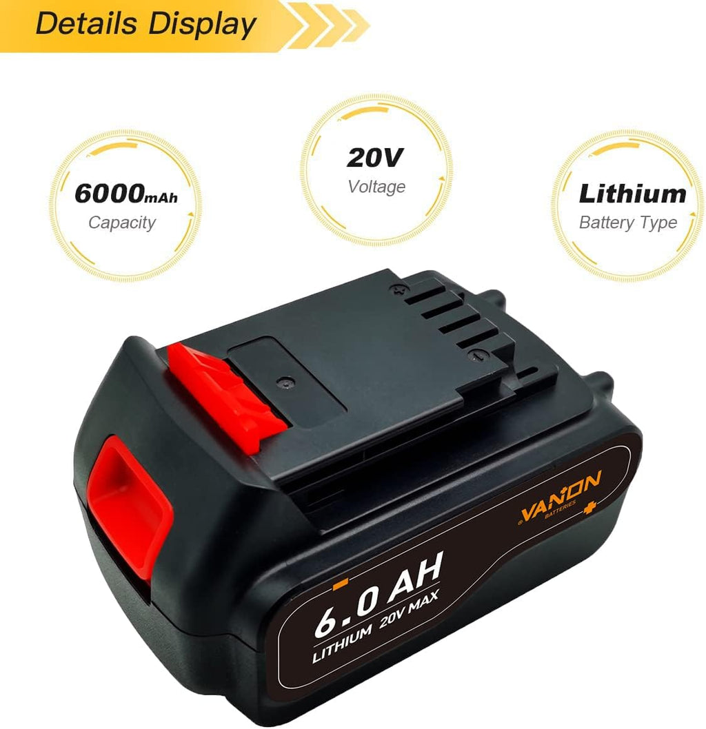 2Pack 6.0Ah 20V MAX Replacement Battery Z200859