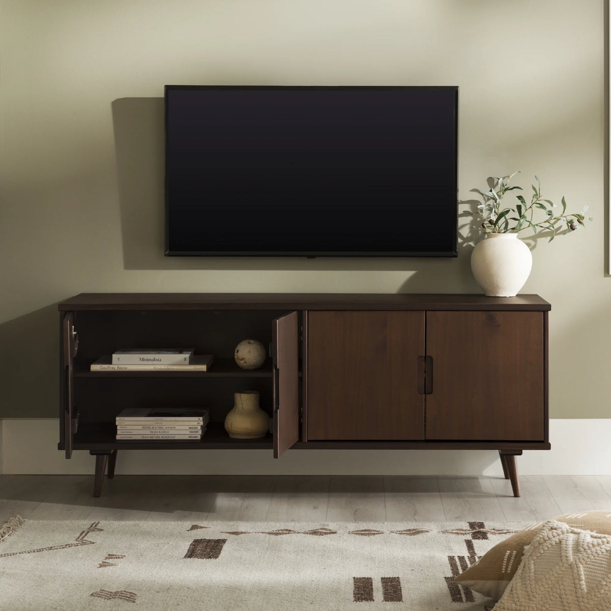 4-Door Walnut TV Stand B2084