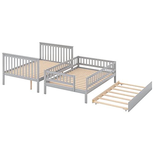 White Solid Wood Twin Size Loft Bed with L-Shaped Desk and Stairs L5945