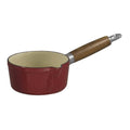 Red Enameled Cast Iron Sauce Pan with Spout and Wood Handle Q601