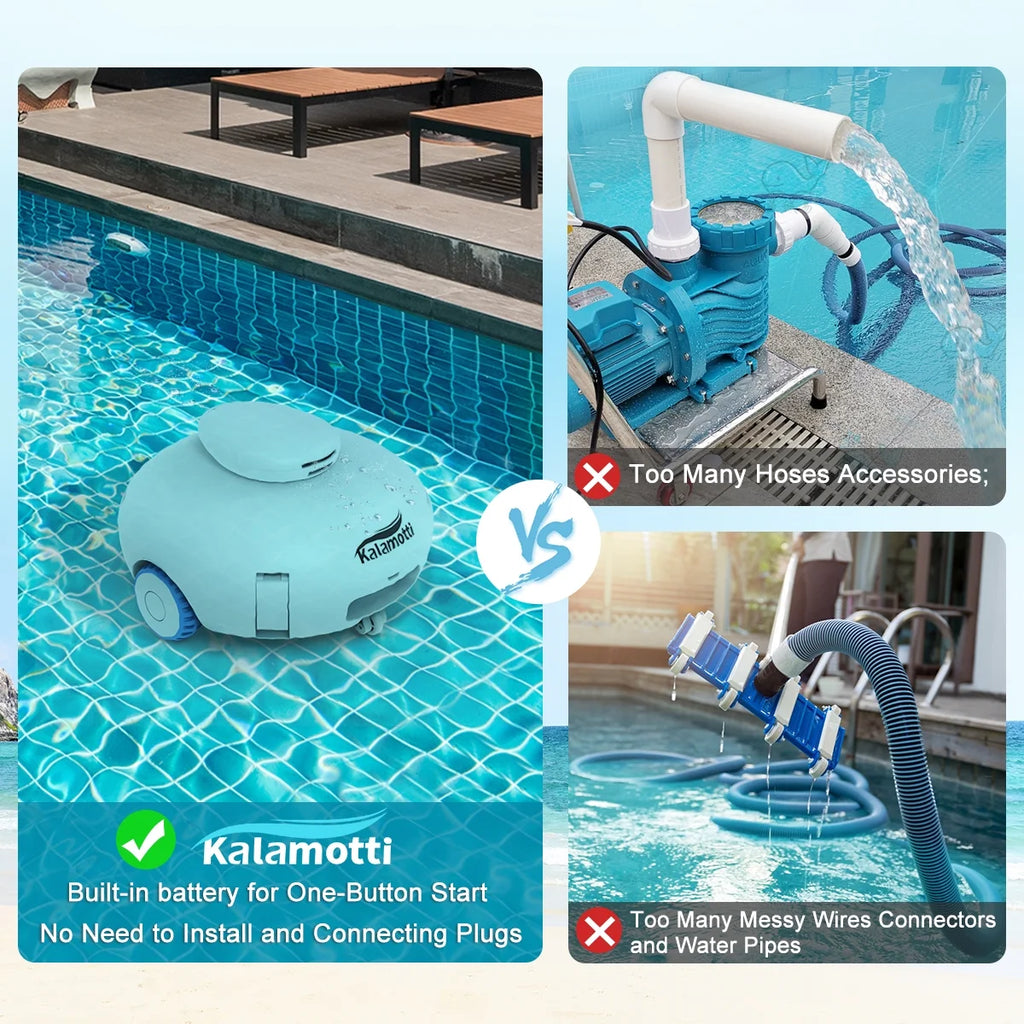 Cordless Robotic Pool Vacuum Cleaner 7500mAh Rechargeable IPX8 Waterproof P386