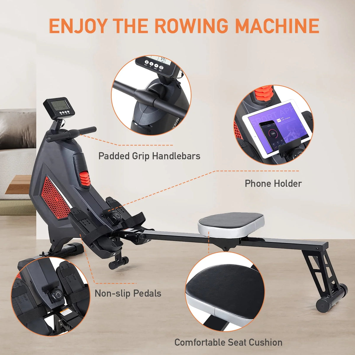 Folding Magnetic Air Rowing Machine N43104