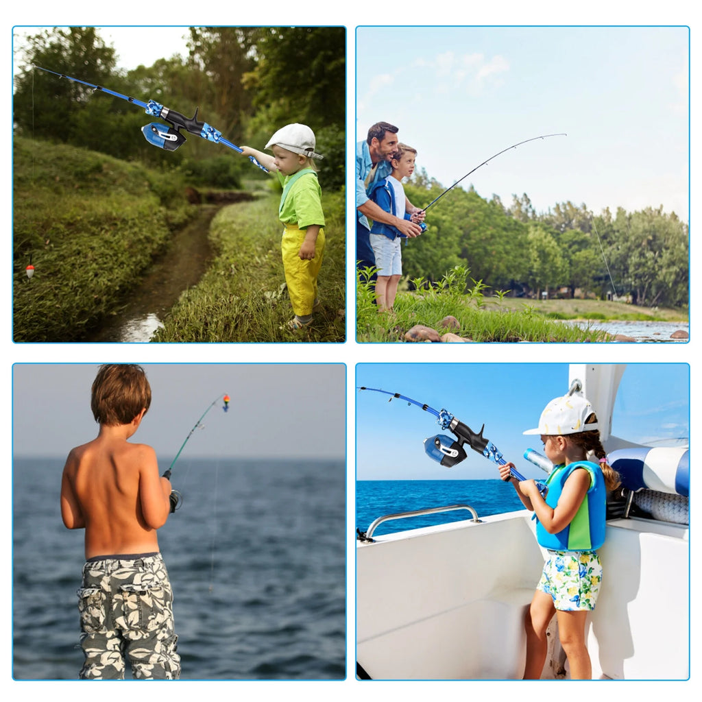 Kids Fishing Rod and Reel Combo Telescopic Casting Rod with Spincast Reel and Carry Bag D140