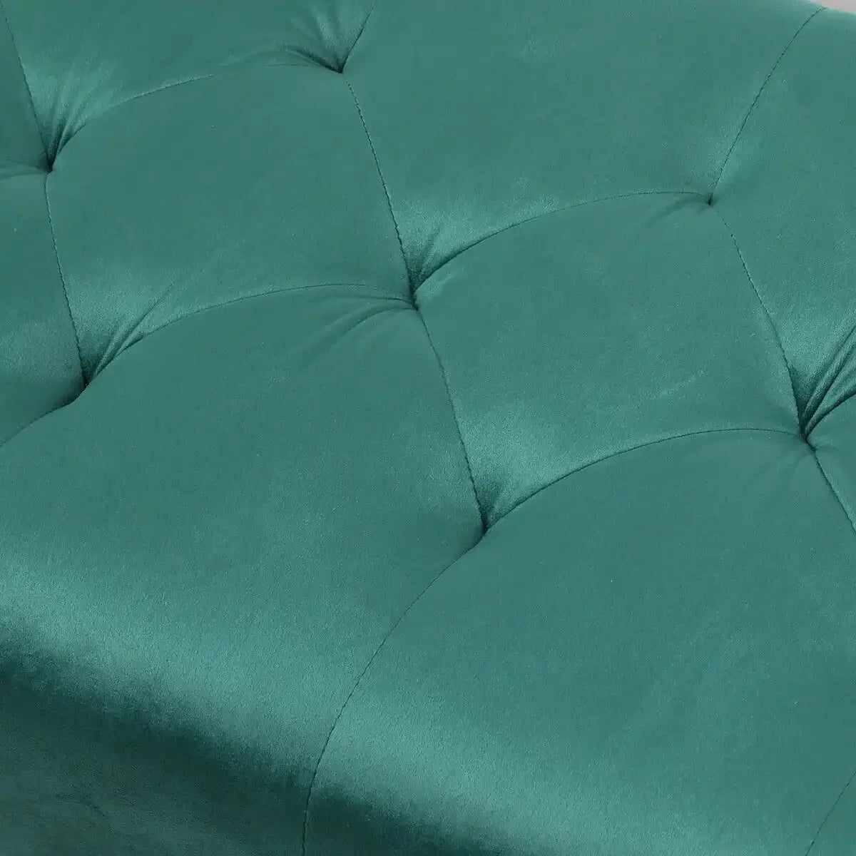 Green Velvet Upholstered Bench with Wooden Legs N772023