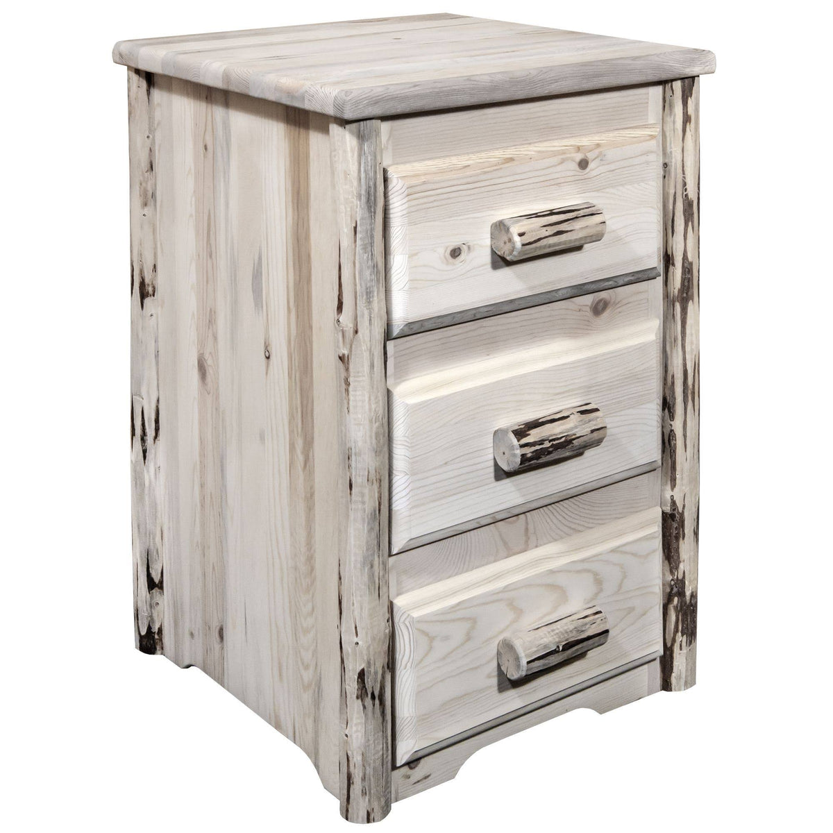 3 Drawer Nightstand with Clear Lacquer Finish S24152