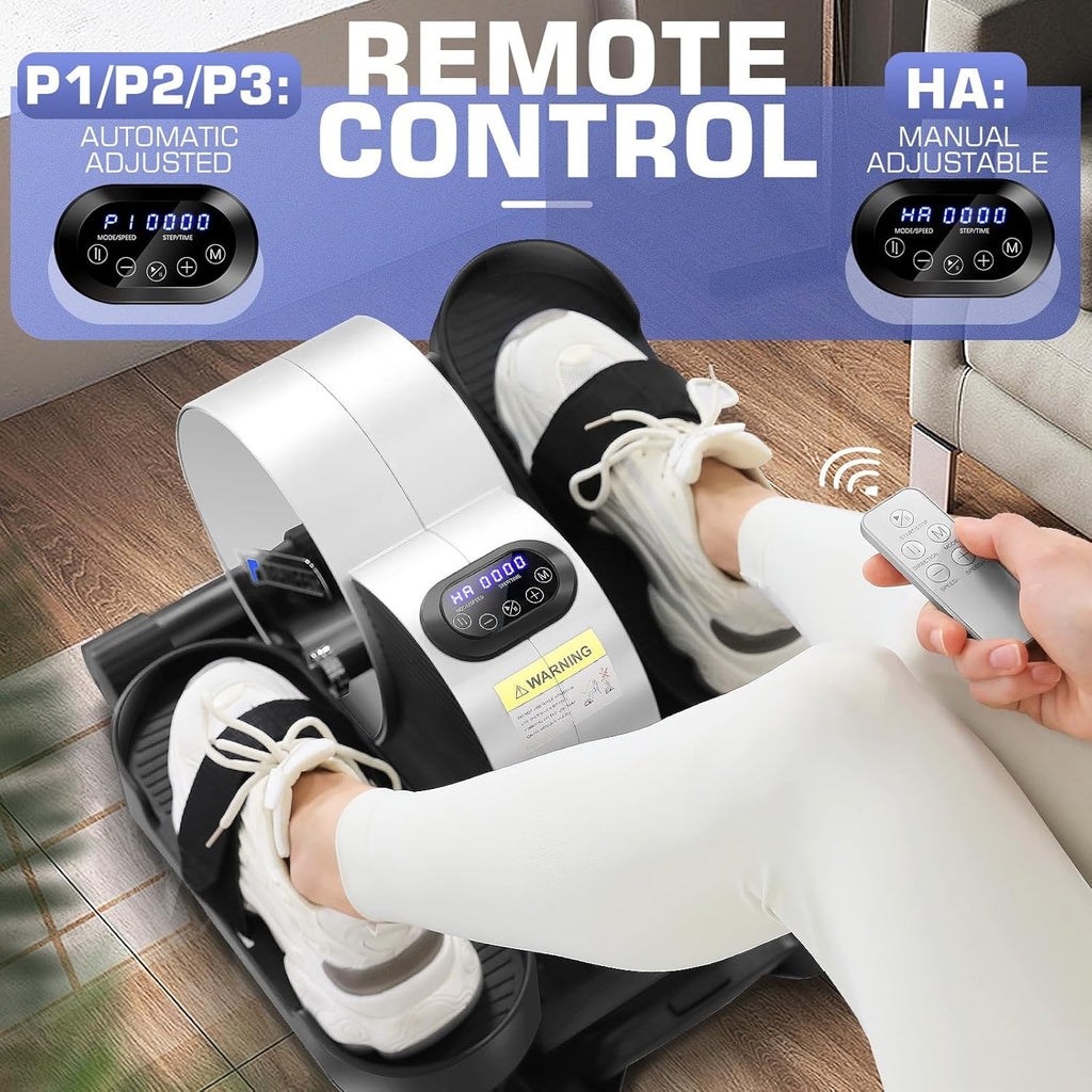 Under Desk Elliptical, Electric Seated Foot Pedal Exerciser with LCD Display Monitor, Remote Control R76808