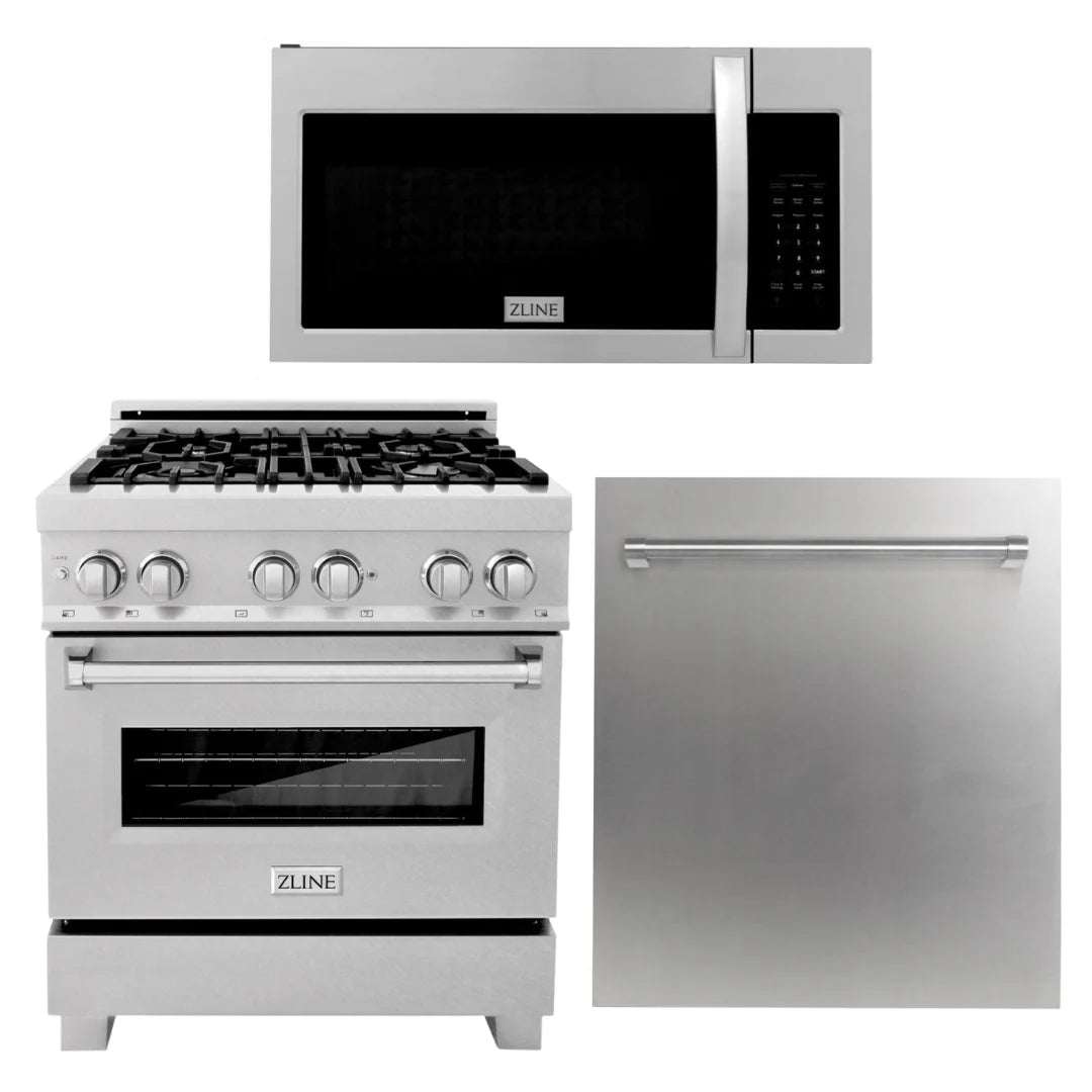 30 in. Stainless Steel Gas Range Microwave and Dishwasher Y409297