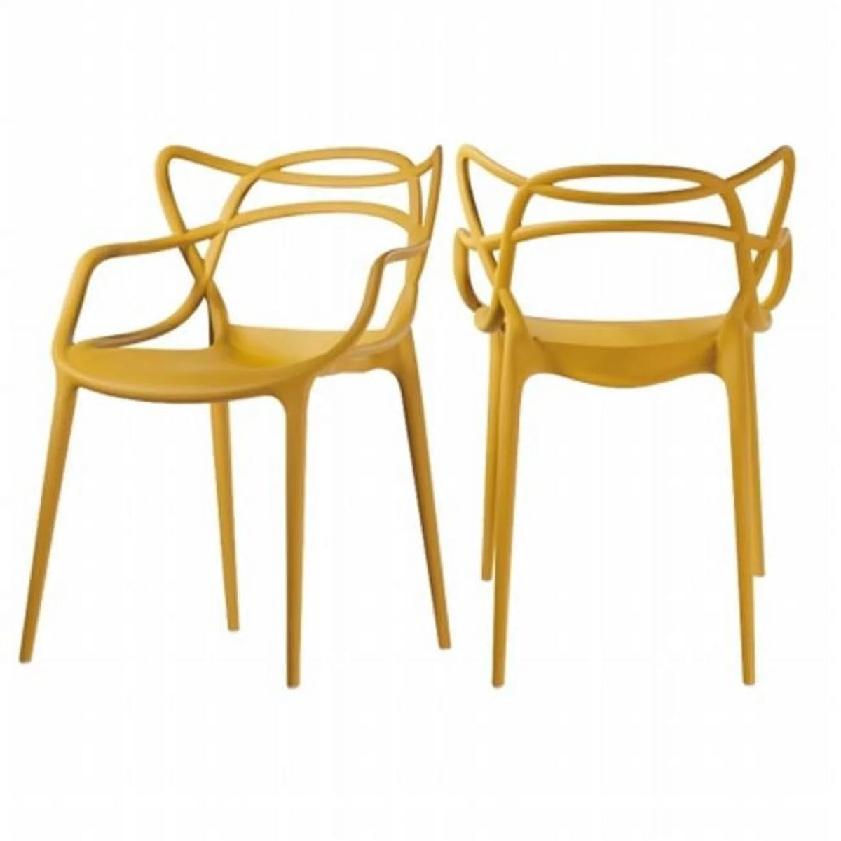 Yellow Molded Plastic Dining Chair Set of 2 S68611