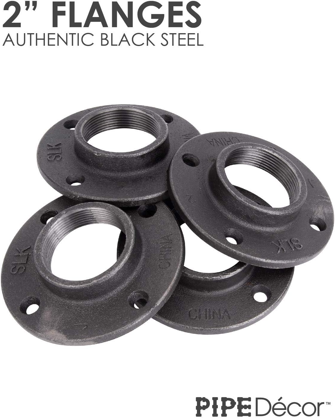 2 Inch Malleable Cast Iron Floor Flange 4 Pack, Steel Grey L83405