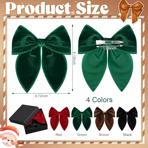 4 Pcs Velvet Hair Bows W215