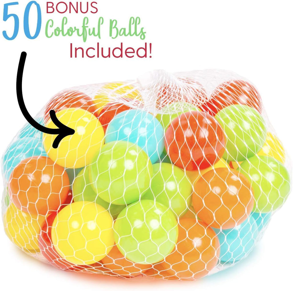 Kid's Pop up Tent Tunnel Playhouse with 50 Balls and Carry Bag Y5557