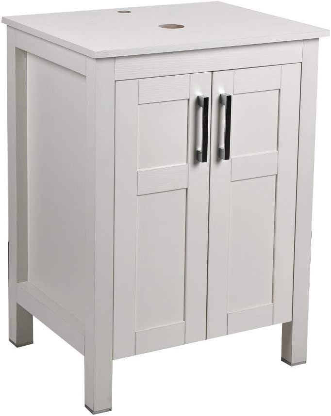 24 Inches White Single Bathroom Vanity Set with Top and 2-Door Cabinet P18900