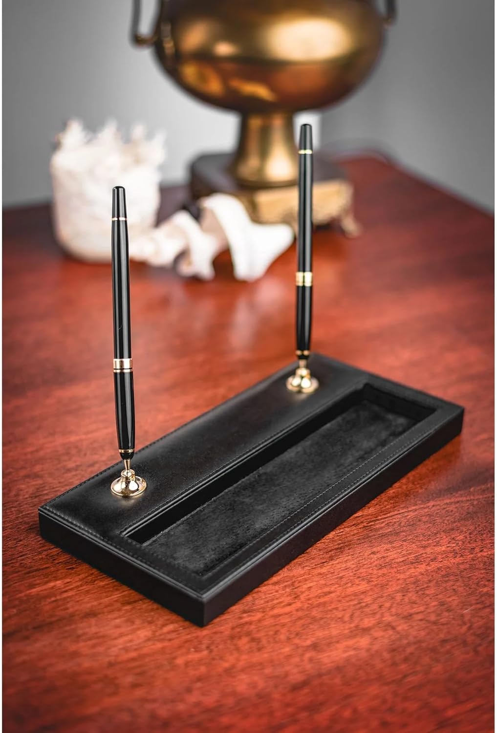 Black Leather 11-Piece Desk Set B855