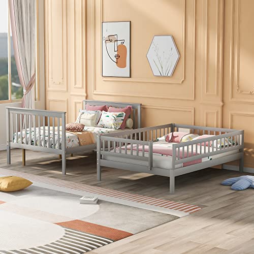 White Solid Wood Twin Size Loft Bed with L-Shaped Desk and Stairs L5945