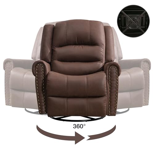 Brown Leather Swivel Rocker Recliner with Massage & Heating Z268