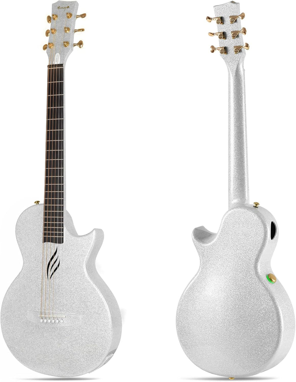 Carbon Fiber Acoustic Electric Guitar with Gig Bag, Strap, Strings, Instrument Cable (Sparkling Silver) L30161